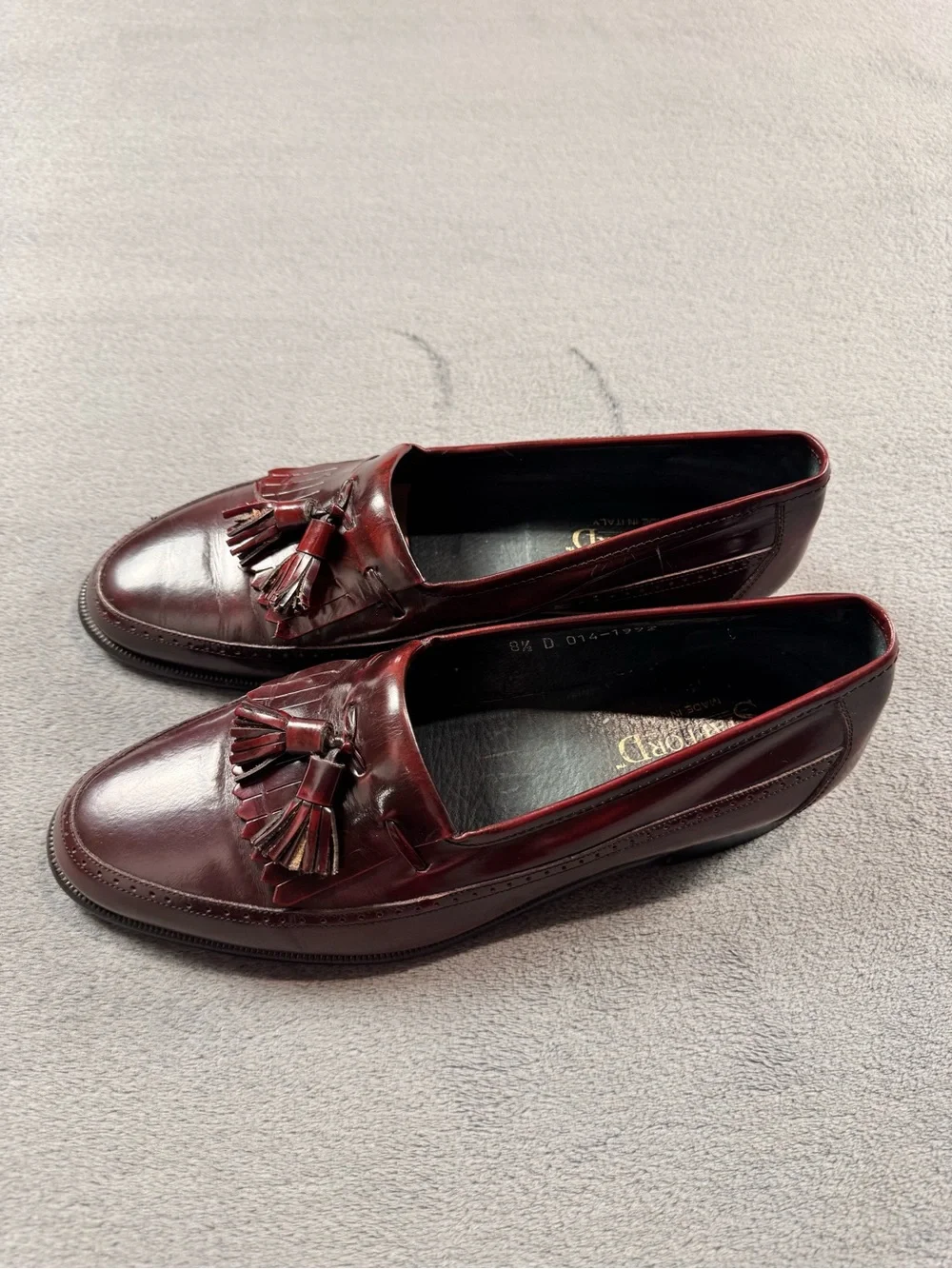 Stafford Burgundy Leather Tassel Loafers- Made in Italy
